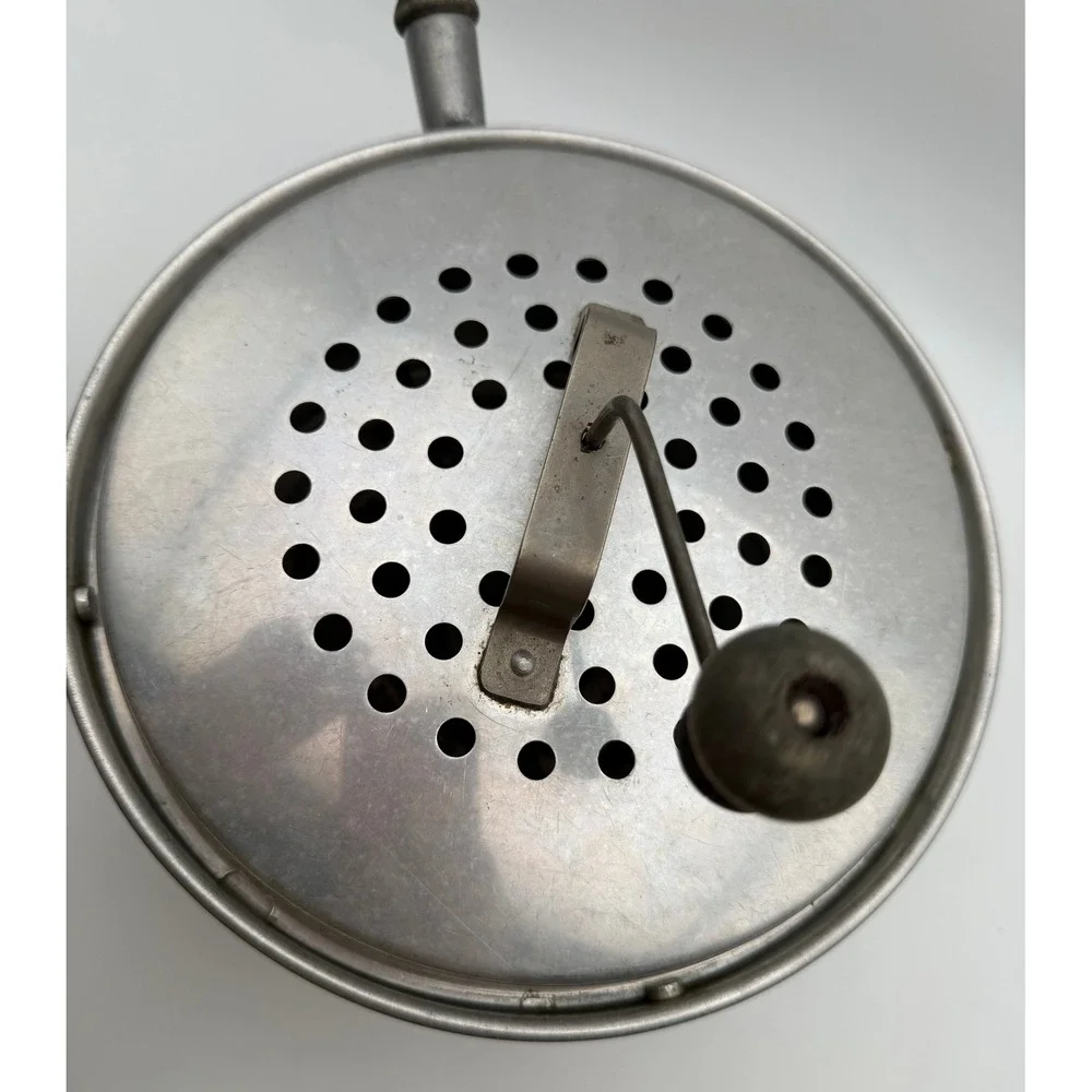Vintage Arrow Aluminum Ware Stovetop Popcorn Popper Hand Crank Wood Handle G098